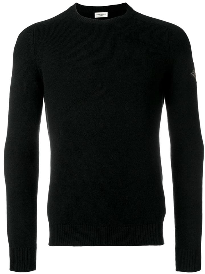Saint Laurent Logo Patch Cashmere Jumper - Black