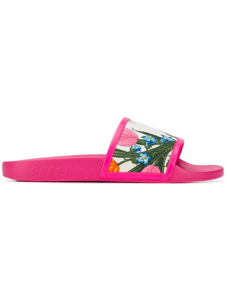 Gucci Floral Slides - Pink