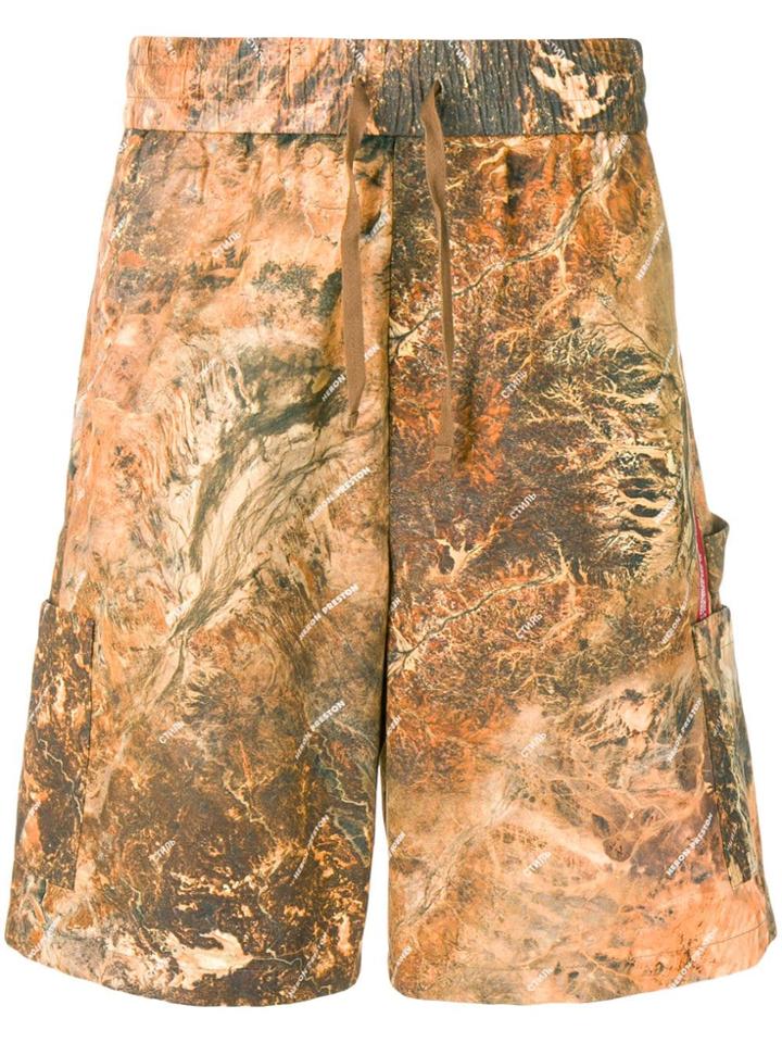 Heron Preston Printed Cargo Shorts - Orange