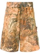 Heron Preston Printed Cargo Shorts - Orange