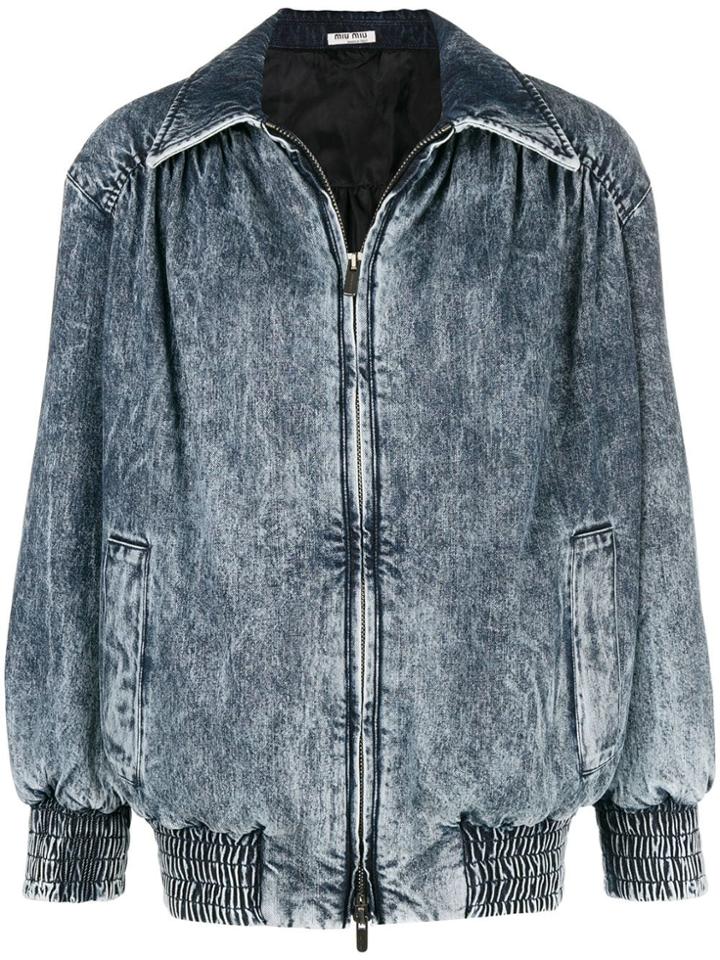 Miu Miu Stained Denim Jacket - Blue