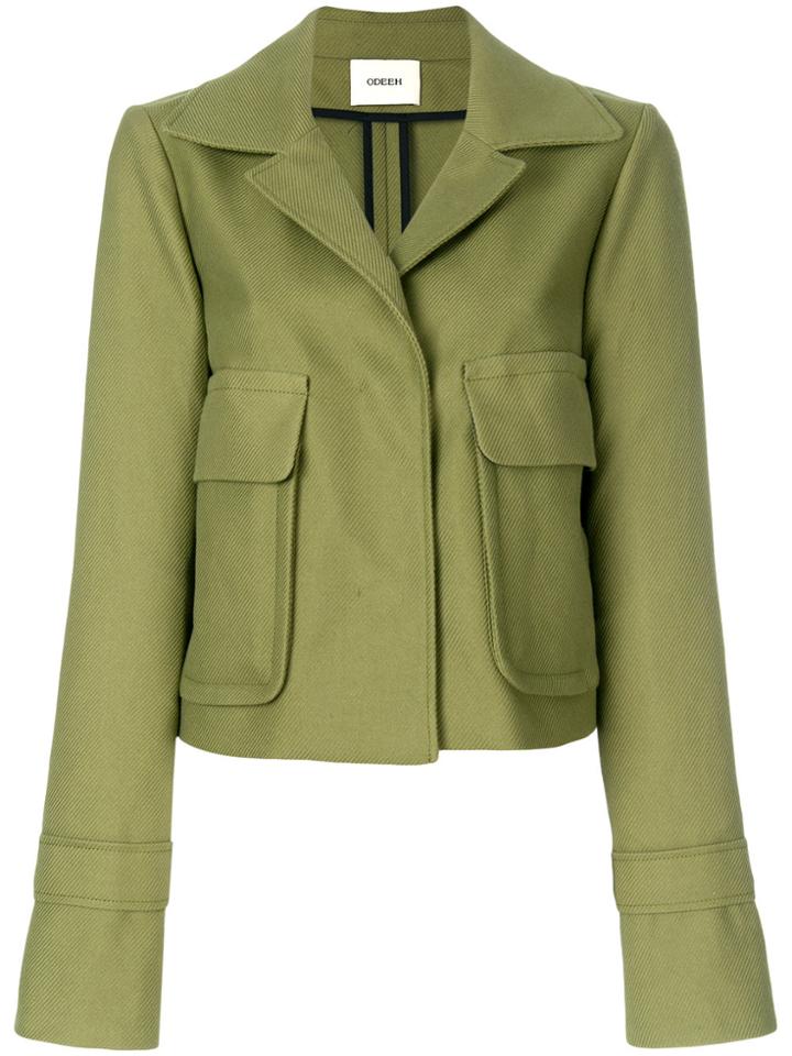Odeeh Woven Cropped Jacket - Green