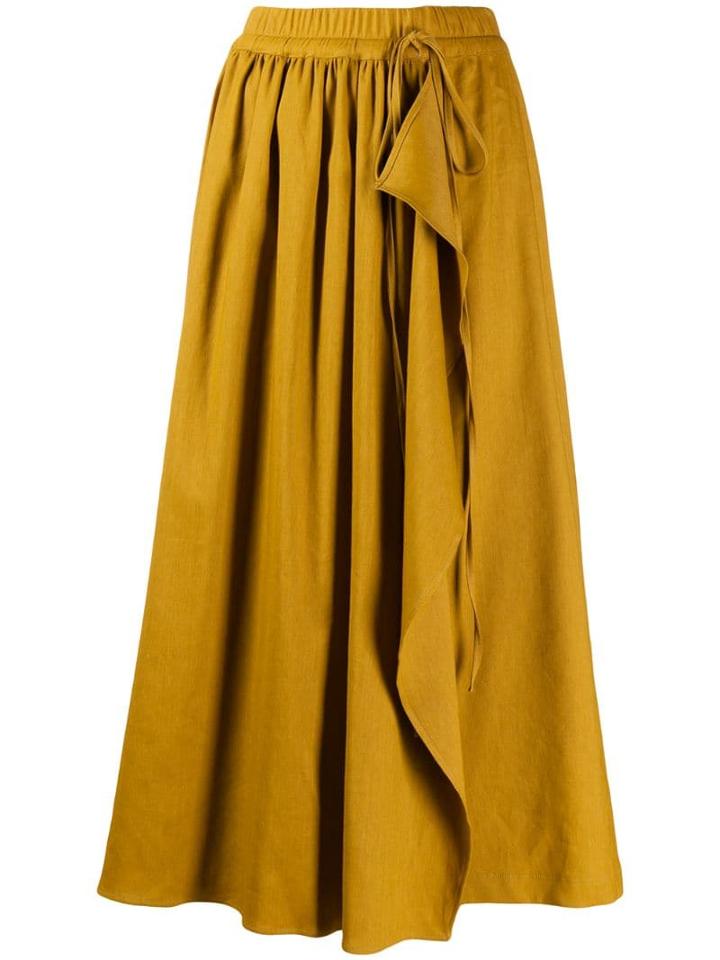 Mrz High Rise Wrap Midi Skirt - Yellow
