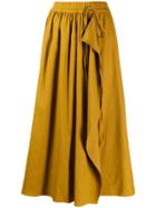Mrz High Rise Wrap Midi Skirt - Yellow