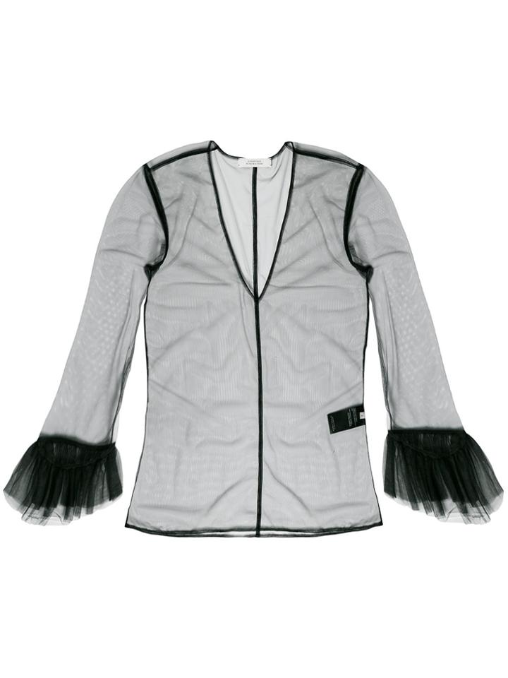 Dorothee Schumacher Sheer Flute Sleeve Top - Black