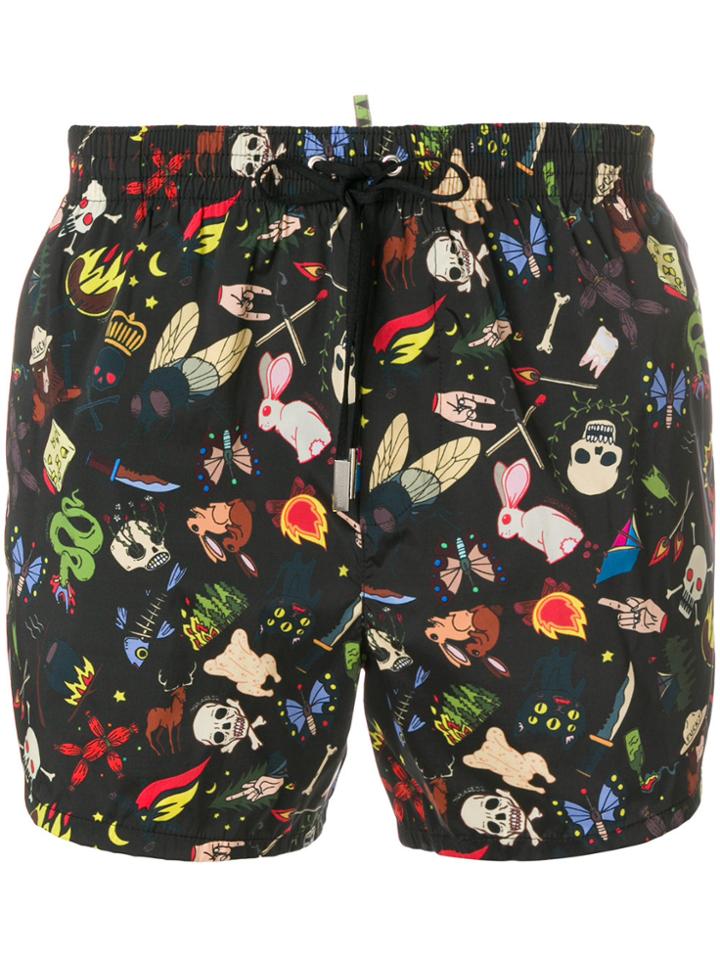 Dsquared2 All-over Print Swim Shorts - Black