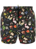 Dsquared2 All-over Print Swim Shorts - Black