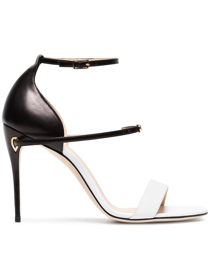 Jennifer Chamandi Black And White Rolando 105 Leather Sandals -