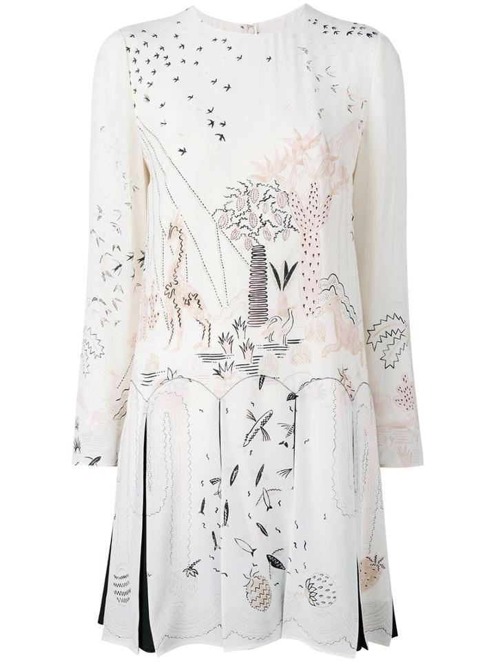 Valentino Printed Dress, Women's, Size: 38, White, Silk