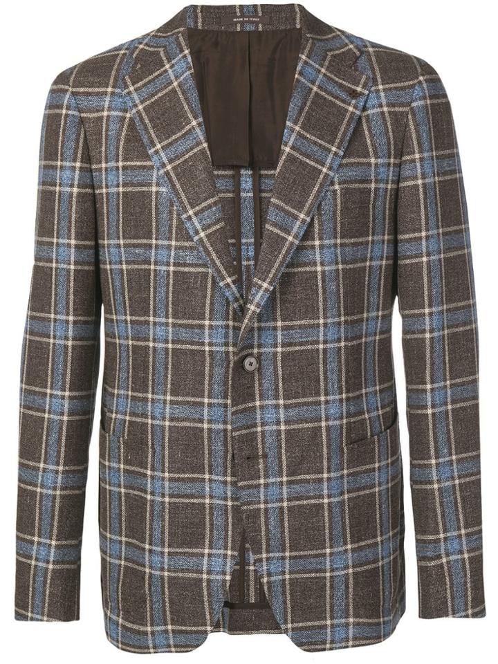 Tagliatore Checked Blazer Jacket - Brown