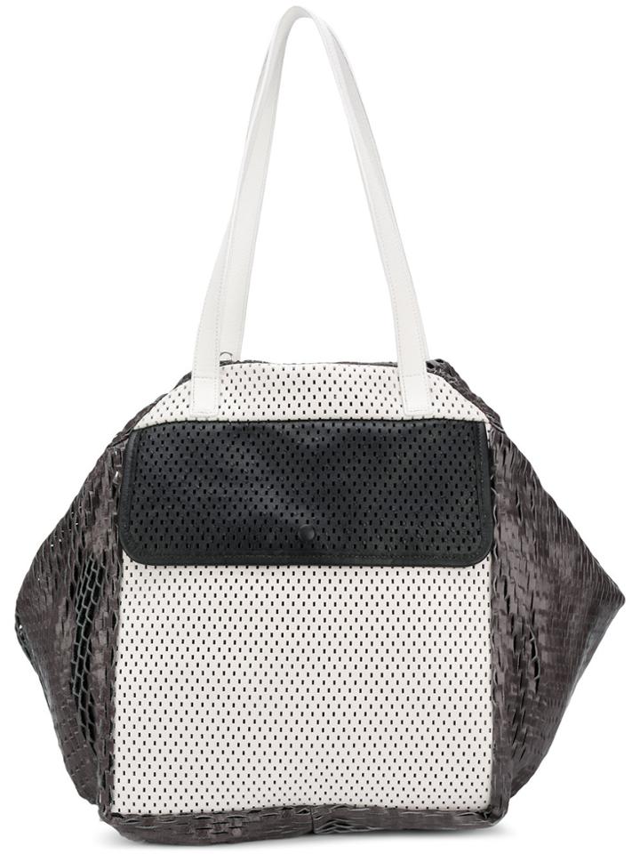 Carmina Campus Oversized Colour-block Tote - Grey