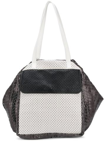 Carmina Campus Oversized Colour-block Tote - Grey