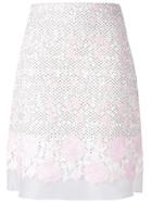 Giambattista Valli Floral Macramé Straight Skirt - White