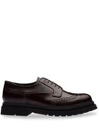 Prada Brushed Leather Laced Derby Shoes - Brown