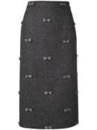 Thom Browne Bow Embroidery Pencil Skirt - Grey