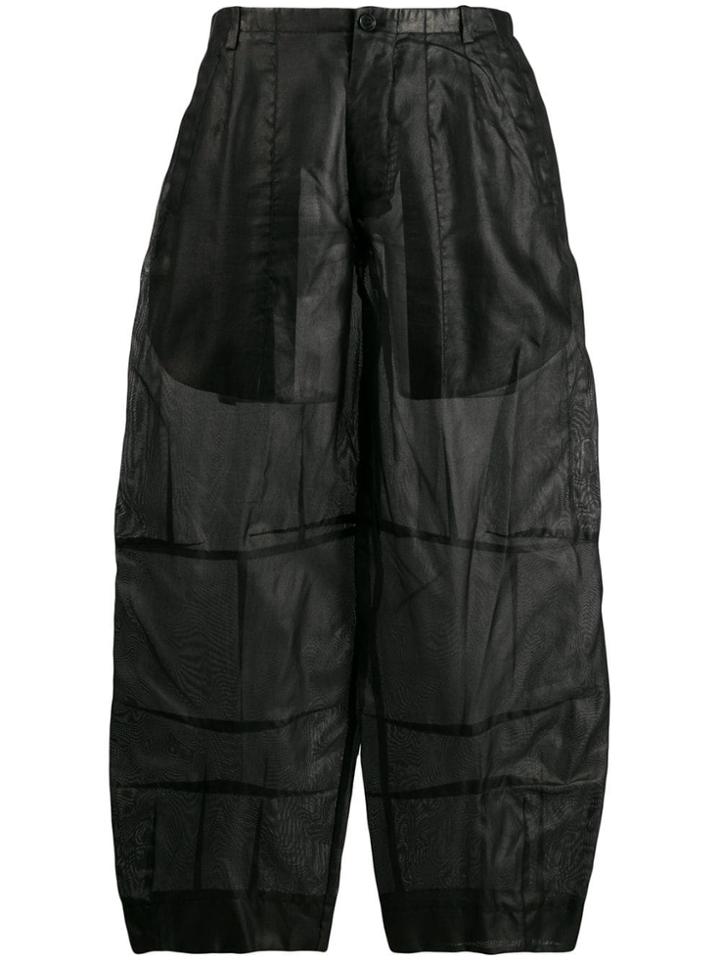 Dolce & Gabbana Vintage 2010's Silk Sheer Balloon Trousers - Black