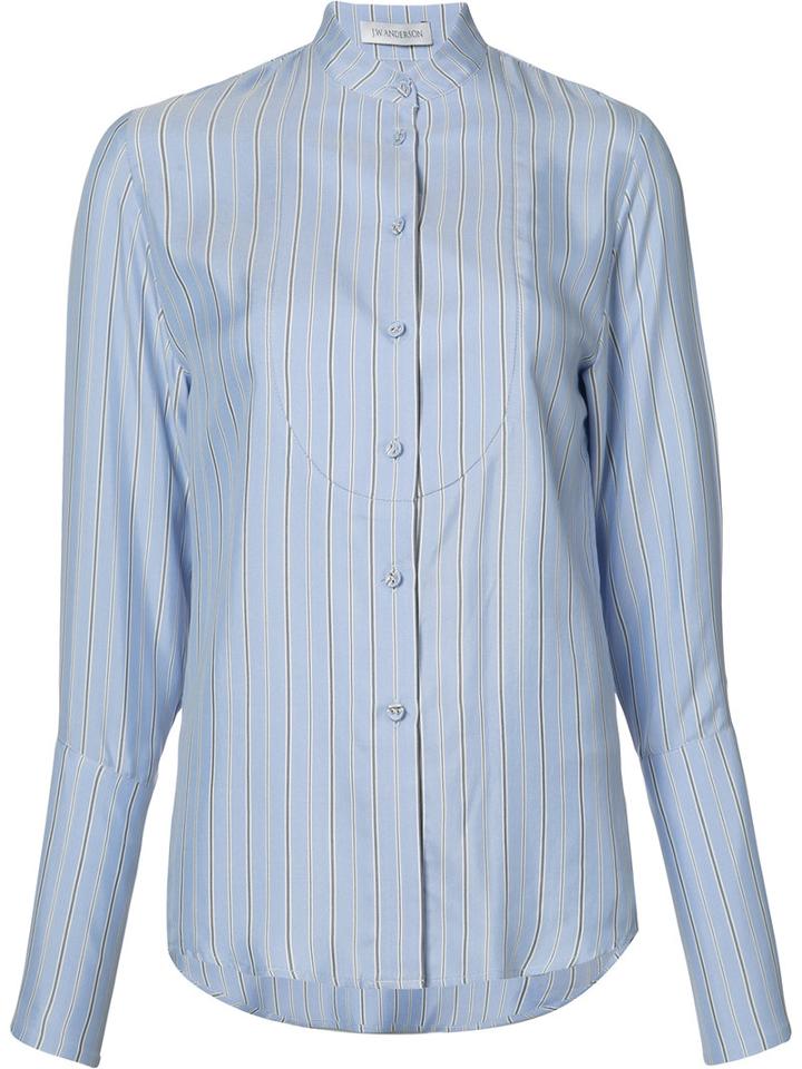 J.w.anderson - Striped Shirt - Women - Silk - 8, Blue, Silk