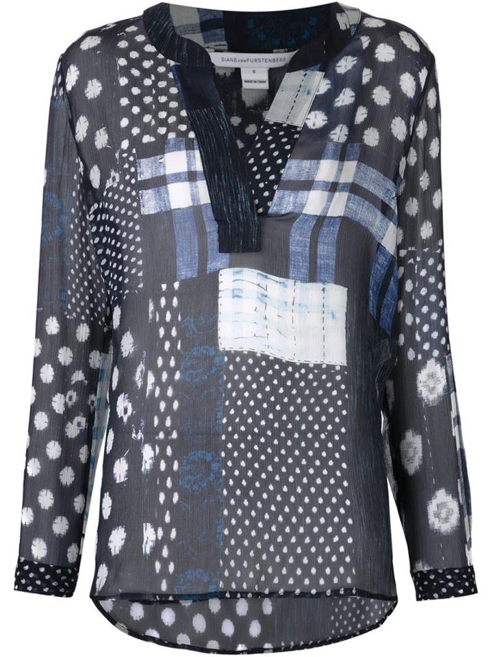 Diane Von Furstenberg Patchwork Style Blouse