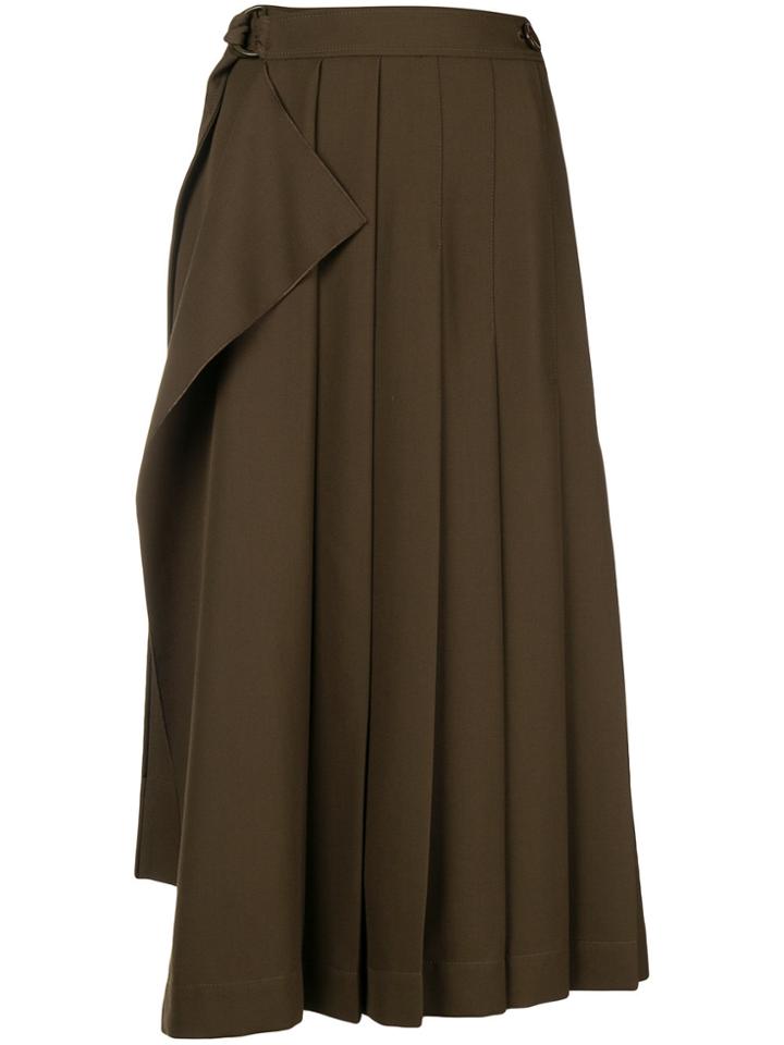 Joseph Pleated Flared Midi Skirt - Green