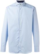 Canali Checked Print Shirt, Men's, Size: 40, Blue, Cotton