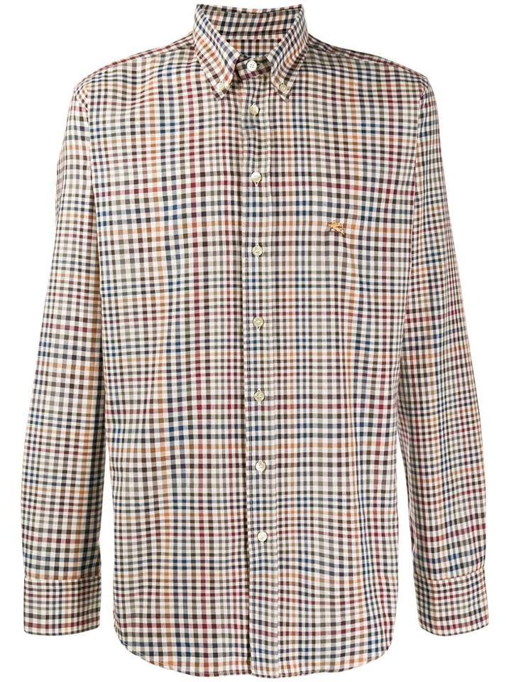 Etro Checked Button Up Shirt - Neutrals