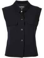 Chanel Pre-owned 1996's Cc Logos Sleeveless Vest Jacket - Blue