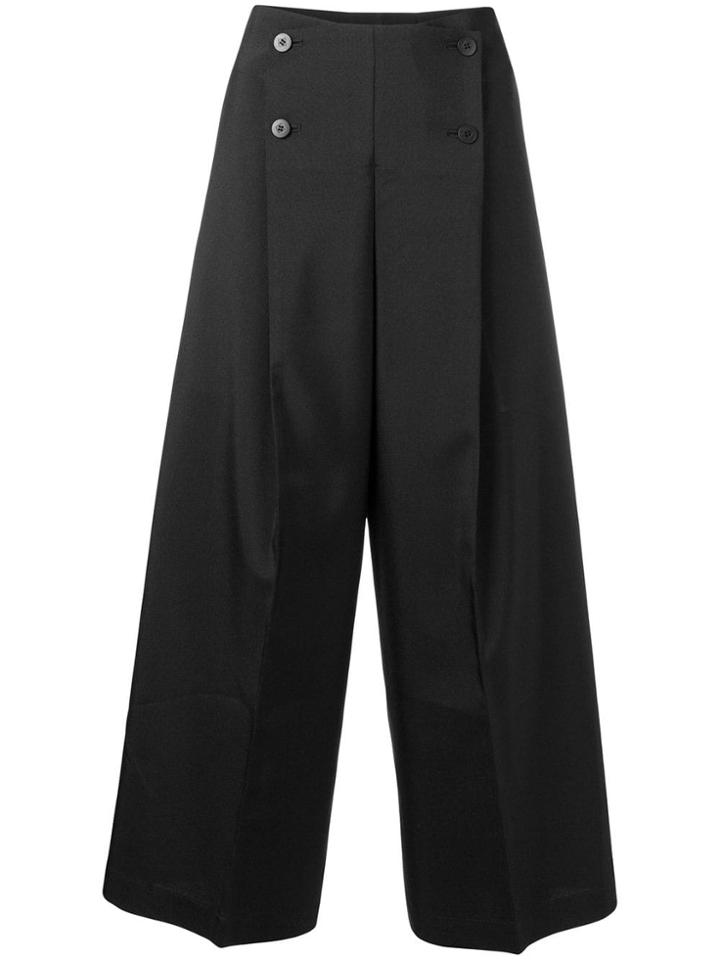 132 5. Issey Miyake Cropped Buttoned Trousers - Black