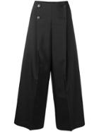 132 5. Issey Miyake Cropped Buttoned Trousers - Black
