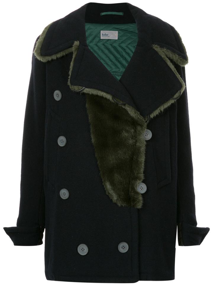 Kolor Oversize Double Breasted Coat - Blue