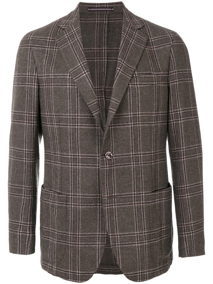 Pal Zileri - Plaid Blazer - Men - Silk/cupro/wool - 52, Brown, Silk/cupro/wool