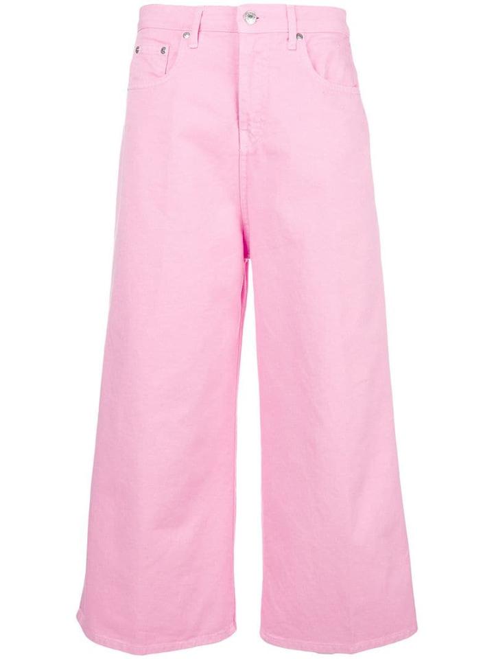 Msgm Cropped Wide Leg Jeans - Pink