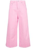 Msgm Cropped Wide Leg Jeans - Pink