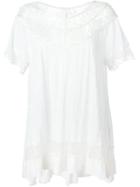 P.a.r.o.s.h. Lace Neck Flared Top, Women's, Nude/neutrals, Cotton/silk
