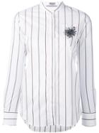 Brunello Cucinelli - Embellished Chest Striped Shirt - Women - Cotton/spandex/elastane - Xl, Women's, White, Cotton/spandex/elastane