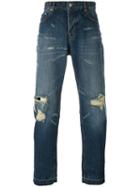 Ami Alexandre Mattiussi Distressed Carrot Fit Jeans, Men's, Size: 29, Blue, Cotton