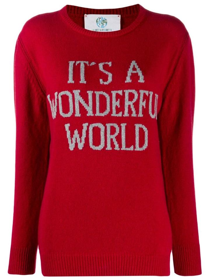 Alberta Ferretti Slogan Sweater - Red
