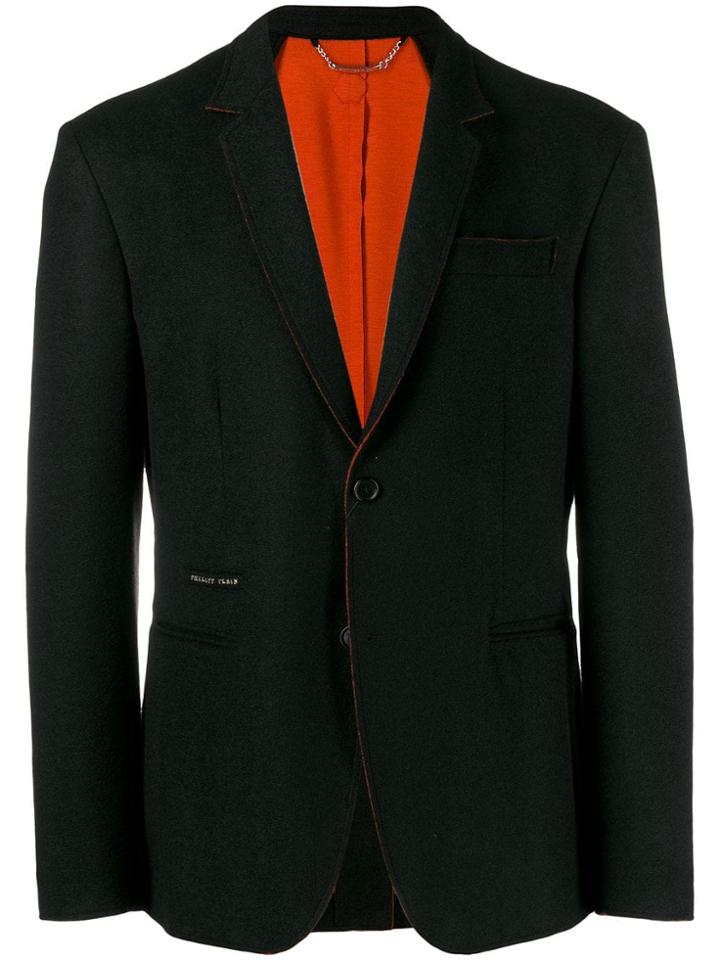 Philipp Plein Contrast Trim Blazer - Black