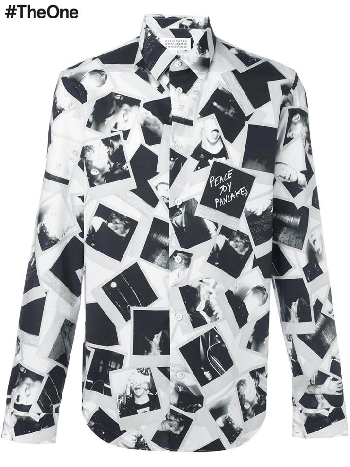 Maison Margiela Polaroid Print Shirt, Men's, Size: 40, White, Cotton