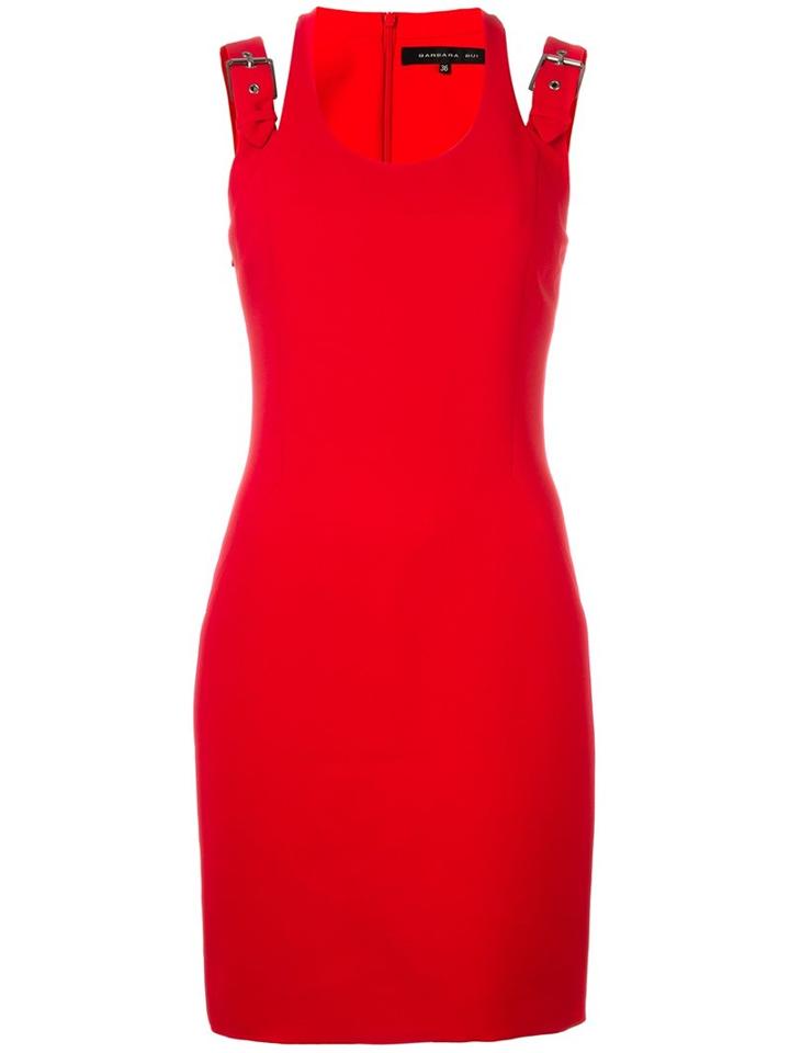Barbara Bui Buckled Strap Dress, Women's, Size: 36, Red, Polyester