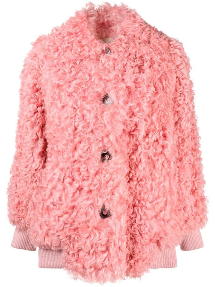 Miu Miu Midi Shearling Coat - Pink