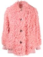 Miu Miu Midi Shearling Coat - Pink