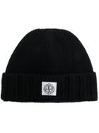 Stone Island Logo Patch Beanie - Black