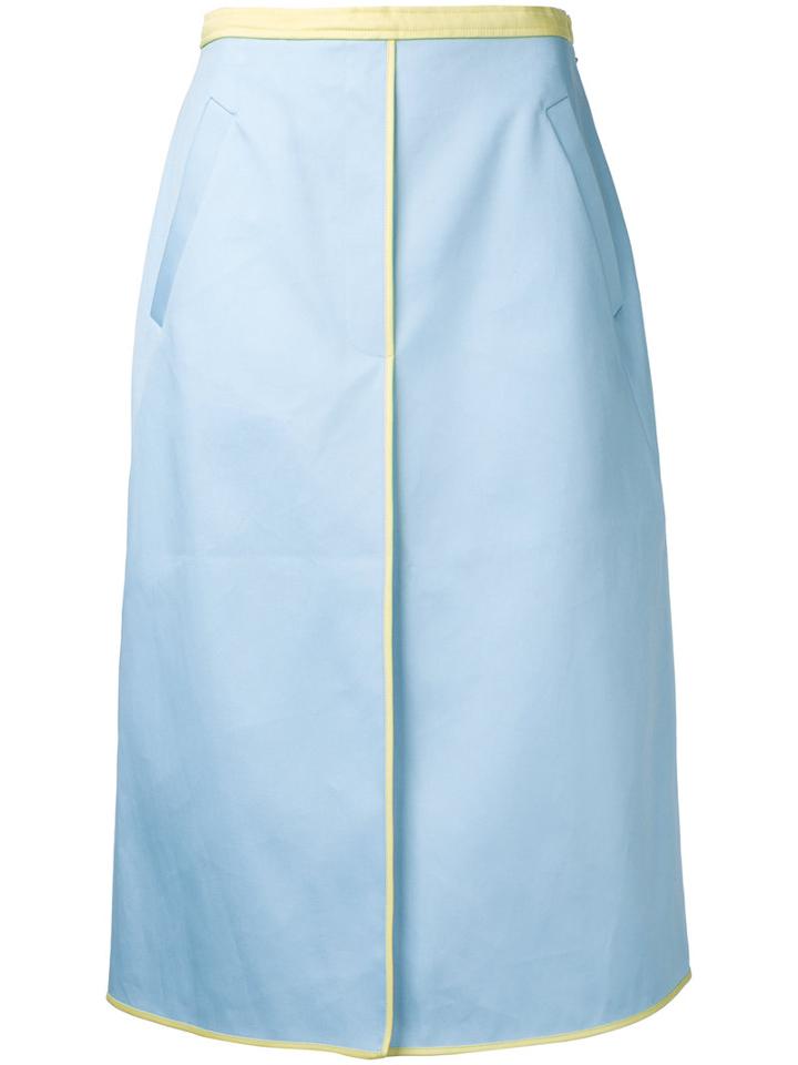 Thom Browne - Front Pleat Skirt - Women - Cotton - 40, Blue, Cotton