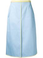 Thom Browne - Front Pleat Skirt - Women - Cotton - 40, Blue, Cotton
