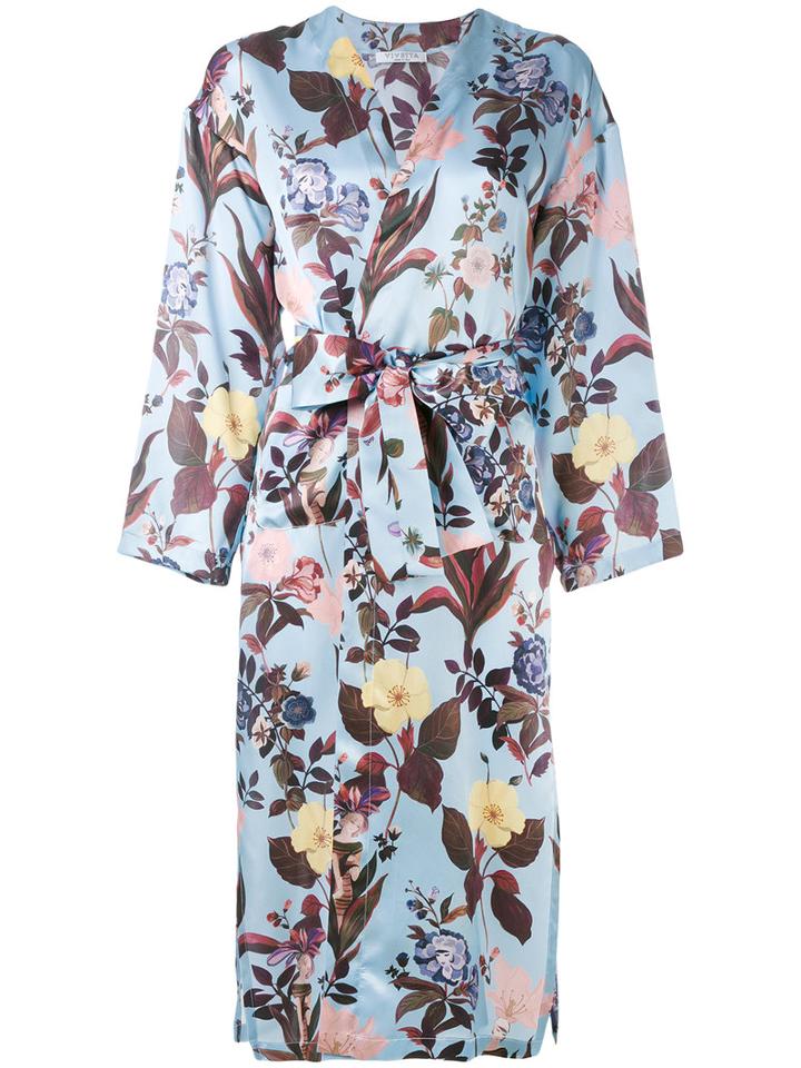 Vivetta - Floral Print Trench Coat - Women - Silk - 38, Blue, Silk