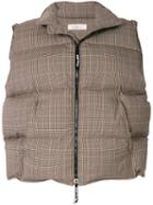 Nina Ricci Plaid Print Padded Gilet - Brown