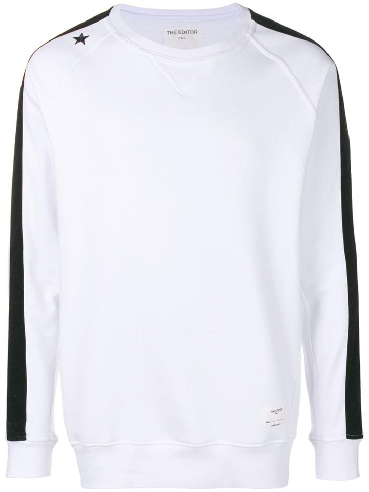 The Editor Contrast Stripe Sweatshirt - White