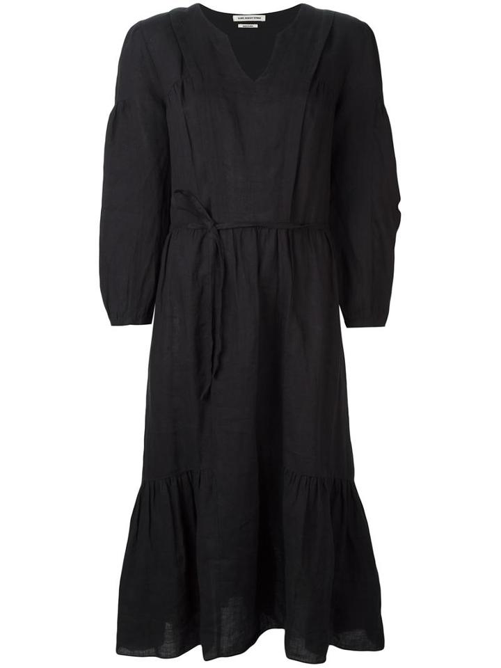 Isabel Marant Étoile V-neck Belted Dress, Women's, Size: 42, Black, Viscose/linen/flax