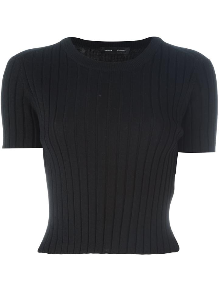 Proenza Schouler Ribbed Knit T-shirt, Women's, Size: Small, Black, Wool