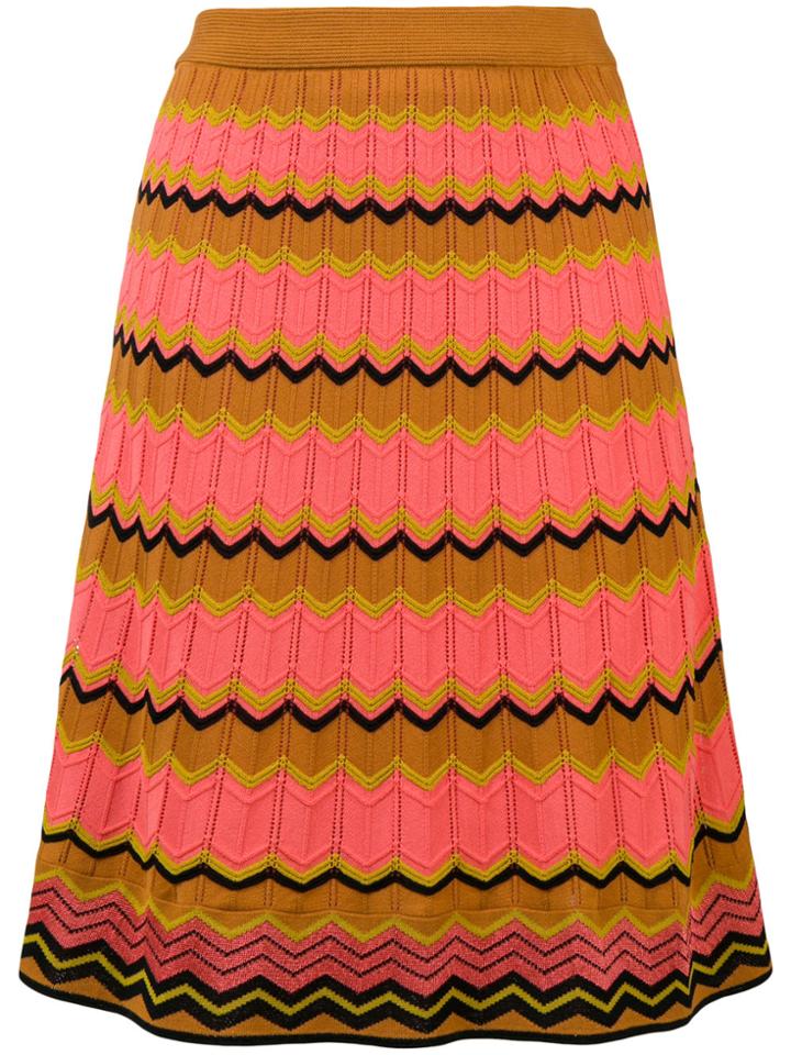 M Missoni Pointelle-knit Zigzag Skirt - Multicolour